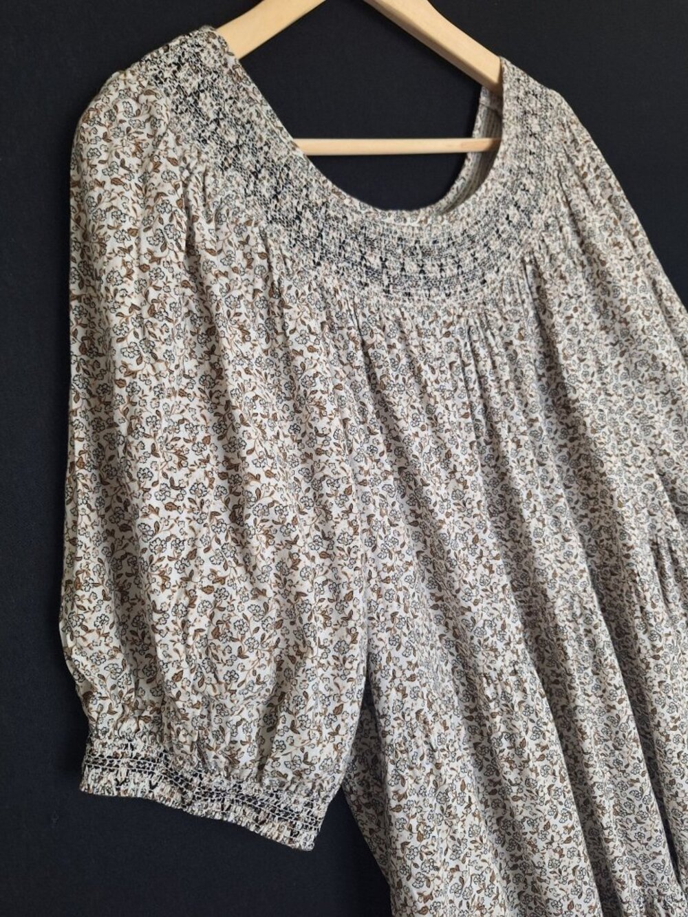 💙 Old Navy Floral Smocked Peasant Dress Size 2X Pockets Boho Cottage Summer Flo - Picture 3 of 8